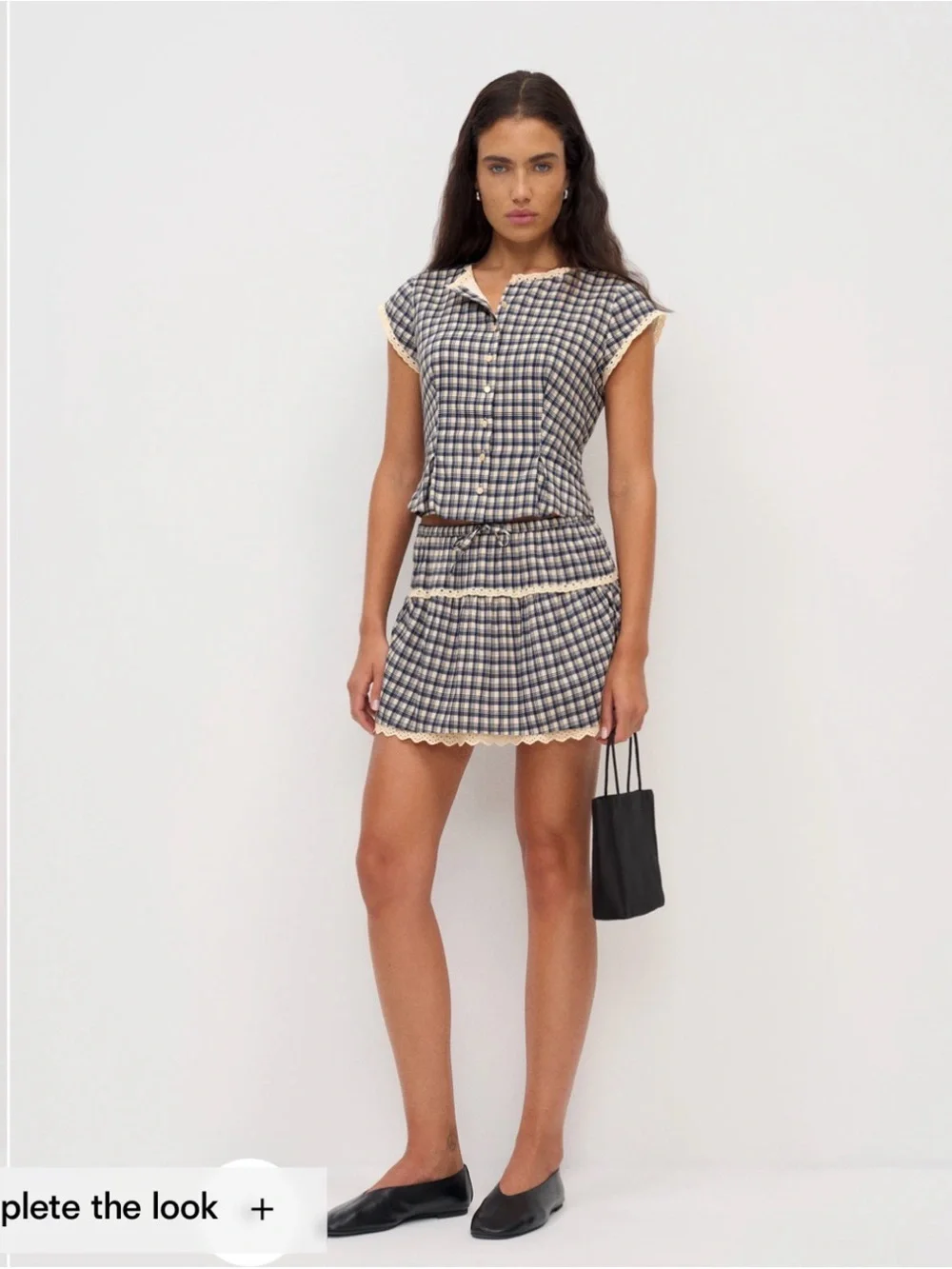Reformation Valetta Two Piece Set Coquette Preppy Y2K Cottagecore Plaid Gingham